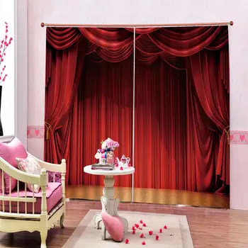 

red curtains weding curains 3D Blackout Curtains For Living room Bedding room Drapes Cotinas para sala