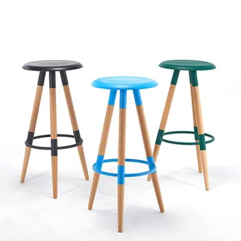 

Bar Stools Modern Minimalist Solid Wood Bar Stools Colorful High Bench Suitable Dining Chair Restaurant Cafe Bar Tea Shop KTV