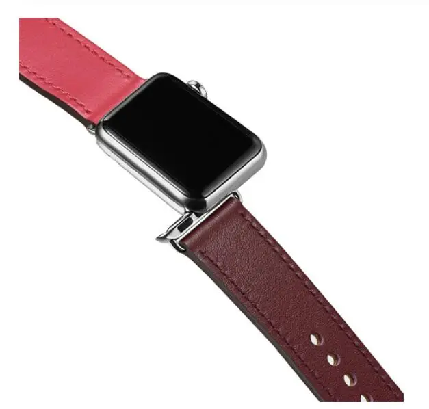 Из натуральной кожи петлевой band для apple watch, ремешок 42 мм 44 мм для наручных часов iwatch, 5 series 5/4/3/2/1 браслет 38 мм 40 мм - Цвет ремешка: rose red