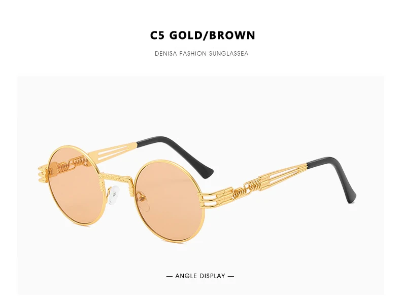 Готические солнцезащитные очки в стиле стимпанк для мужчин и женщин винтажные металлические круглые солнцезащитные очки Брендовые дизайнерские модные очки зеркало высокого качества UV400