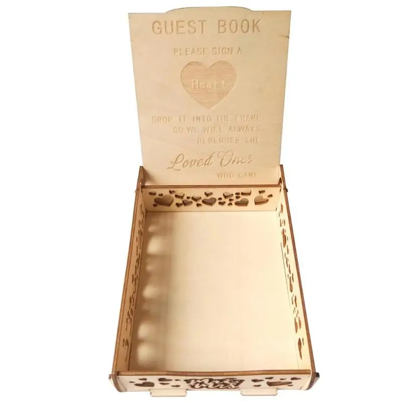 Свадебная фирменная коробка с сердечками романтическая деревенская Милая Гостевая книга Декор деревянная коробка свадебные принадлежности визитная карточка коробка - Цвет: JM01633