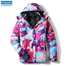 Женская водонепроницаемая горнолыжная куртка для пеших прогулок, теплая, плюс размер, хлопок, лыжная одежда, уличная Сноубордическая куртка, ветрозащитное зимнее пальто, бренд