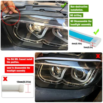 

Car LED Headlight Strip Auto 2Pcs Flexible Non-flammable DC 12V SMD 3014