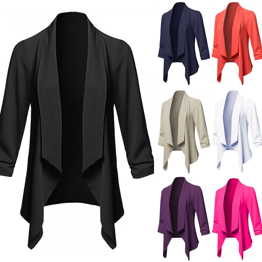 CHAMSGEND Casual Solid Women Suits Collar Blazer Jacket Female Suit Autumn 2019 High Quality Coat Suit Slim Cardigan Tops 1022