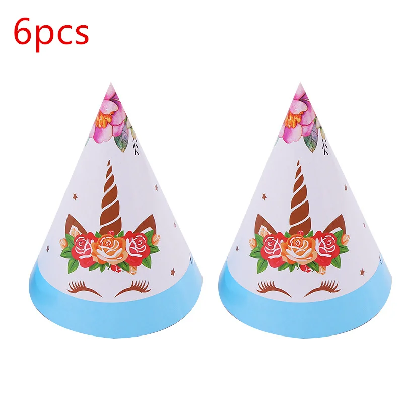 Blue Hat 6pcs 10 шт., розовые тарелки с единорогом, вечерние принадлежности для детского душа, одноразовые тарелки с единорогом, украшения для дня рождения, тарелки с единорогом - Цвет: Blue Hat 6pcs