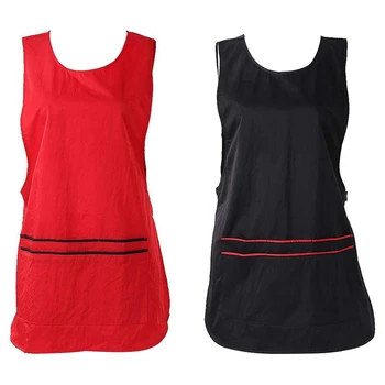

2 Pcs Professional Salon Barber Haircut Styling Cape Apron Anti-Static with 2 Pocket, Red & Black
