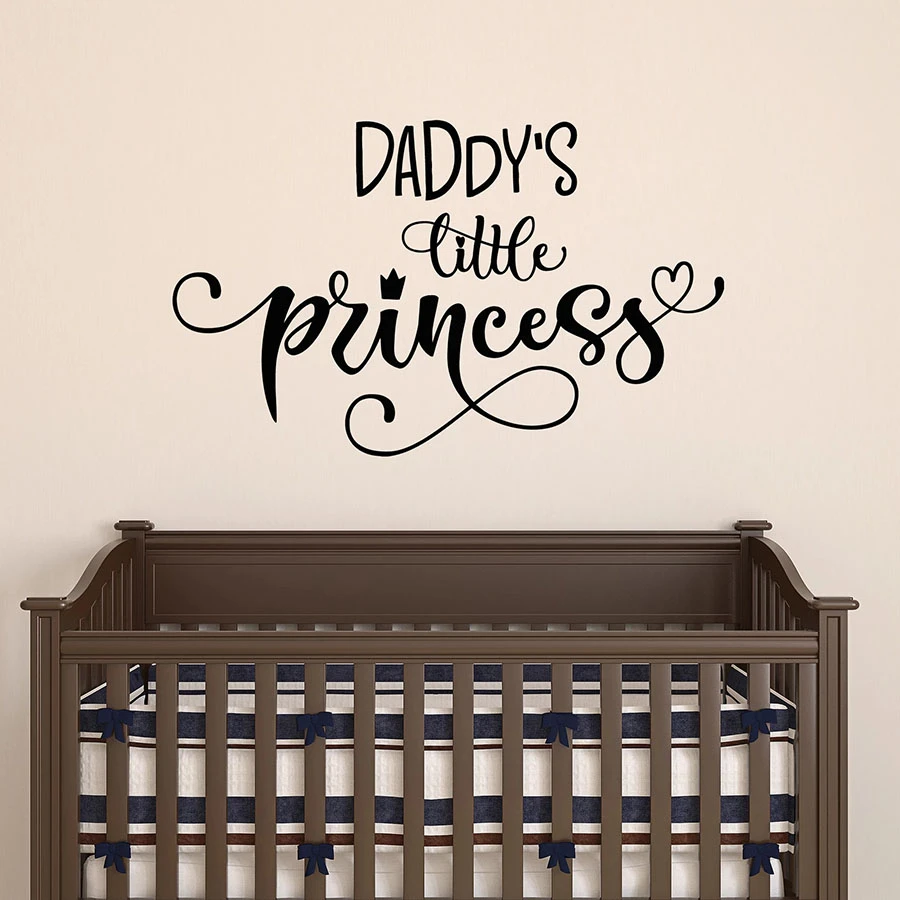 Autocollant Mural En Vinyle Citation Murale M535 Mots De Papa Petite Princesse Pepiniere Enfants Chambre De Bebe Decor De Maison Aliexpress