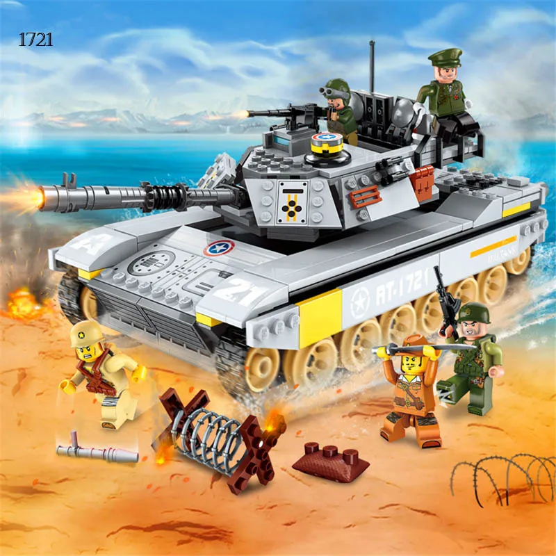  Enlighten 482pcs Building Blocks Military PUBG Figures Battle Sea Force Overload Tank Army Soldier 