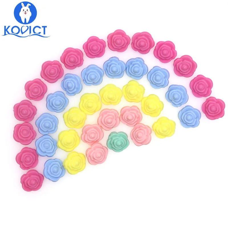 Kovict 10 шт силиконовые бусины Цветок Детские Прорезыватели BPA бесплатно Роза Детские Прорезыватели для зубов ожерелье из жевательной резинки игрушка для прорезывателя силиконовые