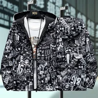 Windbreakers Clothing M-5Xl Strewear Graffiti Printed Reversible Thin Hooded Jacket Men 1