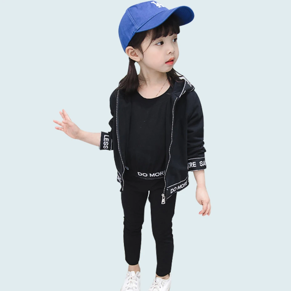 Одежда для маленьких девочек куртка с капюшоном + толстовка штаны комплект из 3