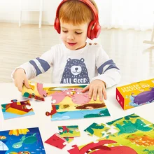 Toi детские развивающие большие части продвинутая двуязычная история головоломки детей раннего возраста интеллектуальная бумажная игрушка