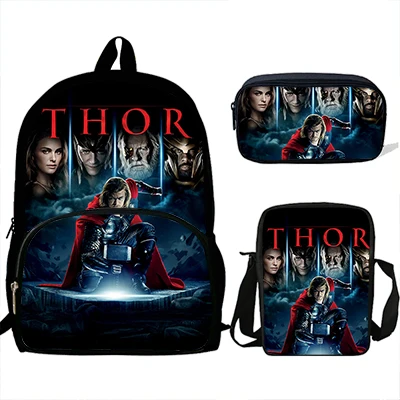 16 дюймов детские школьные сумки для подростков Mochila Мстители супер герой Тор рюкзак с принтом для мальчиков, комплект из 3 предметов, подарок
