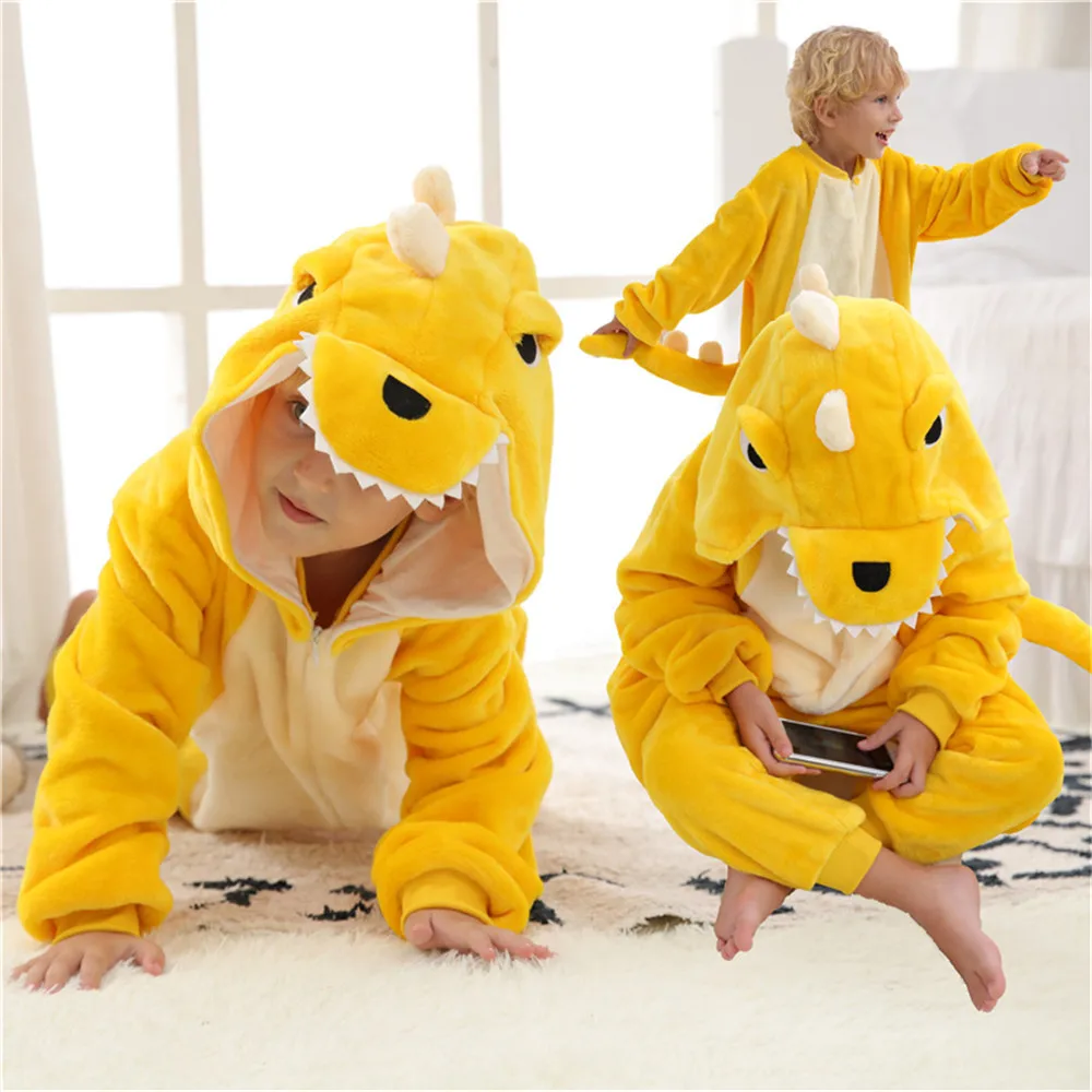 Косплей Кигуруми олень с капюшоном onesie Дети onisie combinaison пижама Дети толстые фланелевые теплые цельные пижамы животных с обувью