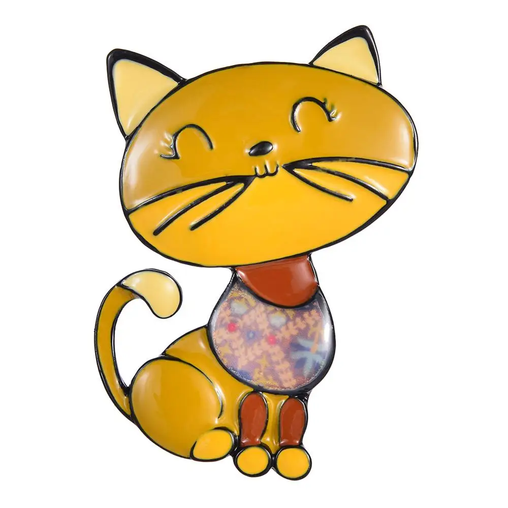 D& Rui ювелирные изделия желтый Namel Cat дизайнерские Броши для женщин брендовые аксессуары Детская Брошь на хиджаб девушки платье пальто шпильки - Окраска металла: color1