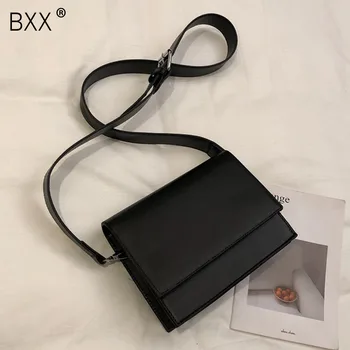 

[BXX] Solid Color PU Leather Crossbody Bags For Women 2020 Autumn Women's Trending Branded Shoulder Handbags and Purses HF315
