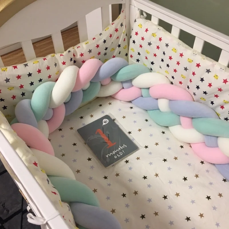 1 м/1,5 м бампер для новорожденной кровати из чистого хлопка, тканый плюшевый бампер для кроватки с узлом, мягкий удобный протектор для детской кровати, декор для детской комнаты