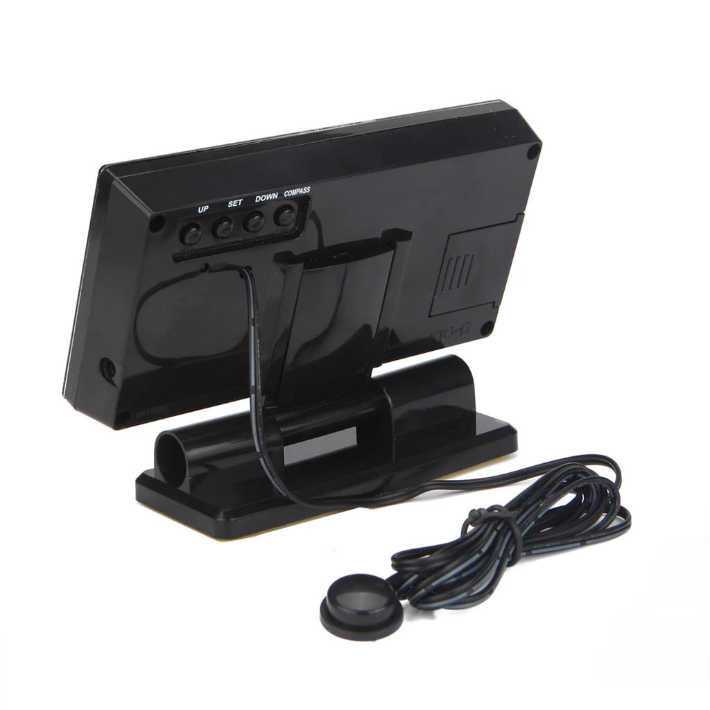 LCD Display Car Digital Compass Blue LED Luminous With Clock Indoor/Outdoor Thermometer Calendar Function with Base Holder