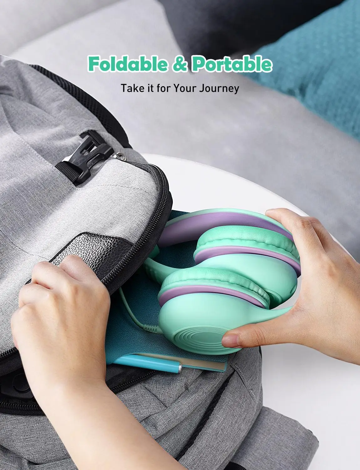 Mpow CH6S Cute Kids Headsets Foldable Over Ear Headphones with 85dB Volume Limited Hearing Protection Headphones With Microphone