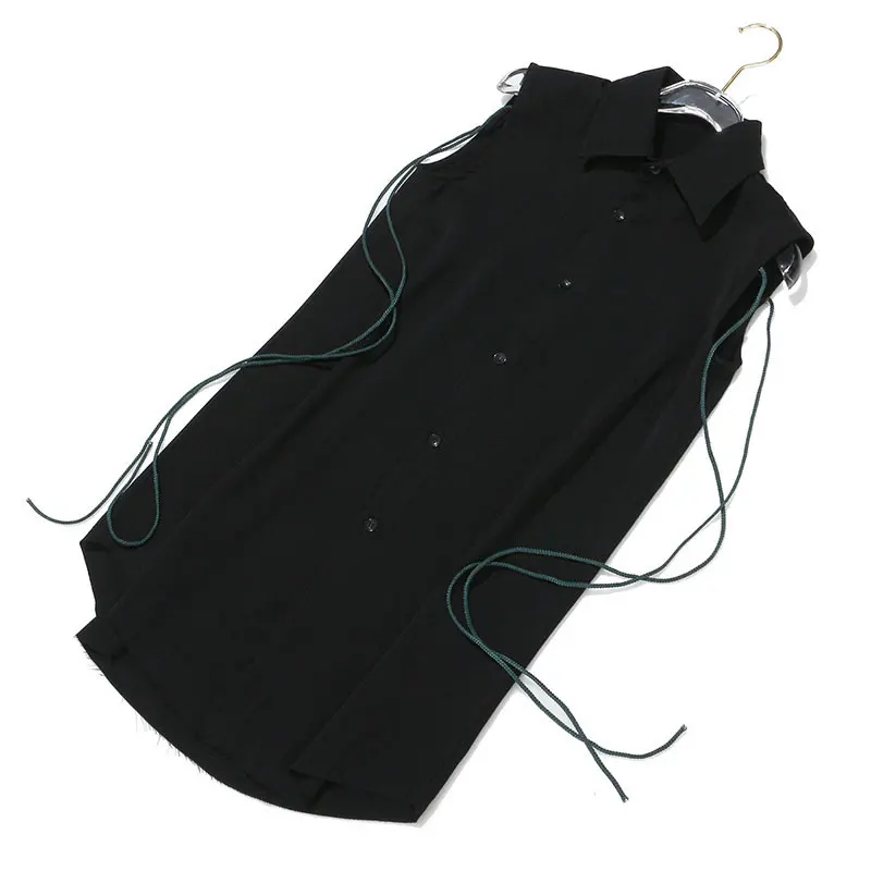 XITAO Drawstring Hollow Out Blouse Autumn Patchwork Black Turn Down Collar Off Shoulder Elegant Sexy Style Shirt ZLL4312