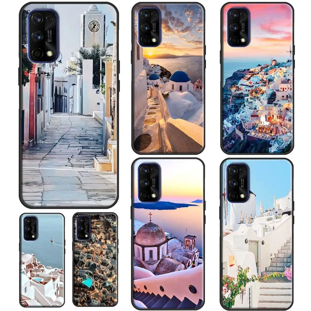 Греческий чехол на тему Санторини для Realme C3 GT C11 C15 5 6 7 Pro X7 X50 XT X2 OnePlus 9 8 8T Nord |