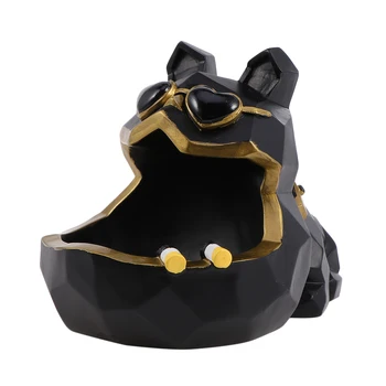 

Cool Dog Ashtray Creative Personalized Ashtray Resin Desktop Dog Ornament Desktop Funny Ashtray for Home (Black)