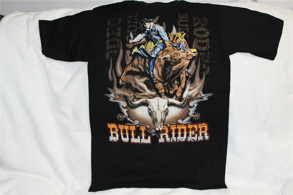 Ковбойская Rodeo Bull Rider с черепом быка футболка в стиле вестерн рубашка высокого