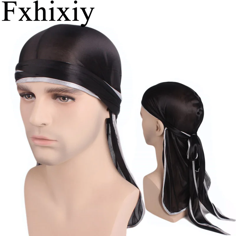 

New Unisex Satin Silky Durags Biker Headwear Breathable Bandana Wigs Durag Doo Rag Turban Hat Headband Pirate Hair Accessories