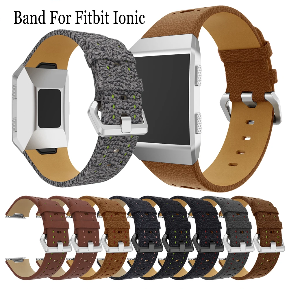 

Fashion Genuine Leather Watchband Watch Strap Replacement Wristband For Fitbit Ionic Smart Sport Watch Band Accessories Bracelet