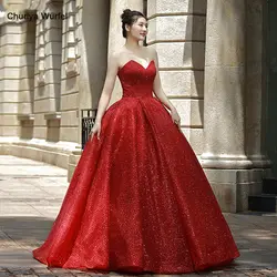 RSM66575 пикантные красные без бретелек Длина до пола вечернее платье для принцессы для девочек высокое качество реальная цена Бесплатная
