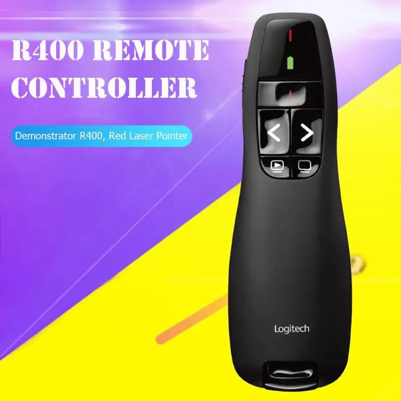 Logitech R400 Беспроводной Ведущий красная лазерная указка PPT Дистанционное указка для презентаций PowerPoint 15 м Беспроводной расстояние