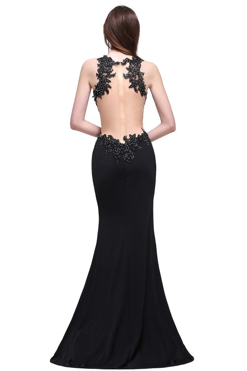 24 часа сексуальные черные платья с открытой спиной на выпускной длинная изящная Русалка платье для выпускного с бисерной вышивкой платье Vestido de Festa Longo