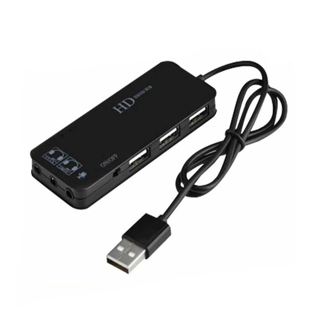 7,1 канальный 3 usb порта внешняя звуковая карта концентратор аудио микрофон адаптер для ПК ноутбук