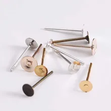 100pcs Blank Post Earring Studs Base Earring Base Cabochon Cameo Settings Ear Earring Findings Supplies For DIY Jewelry Making