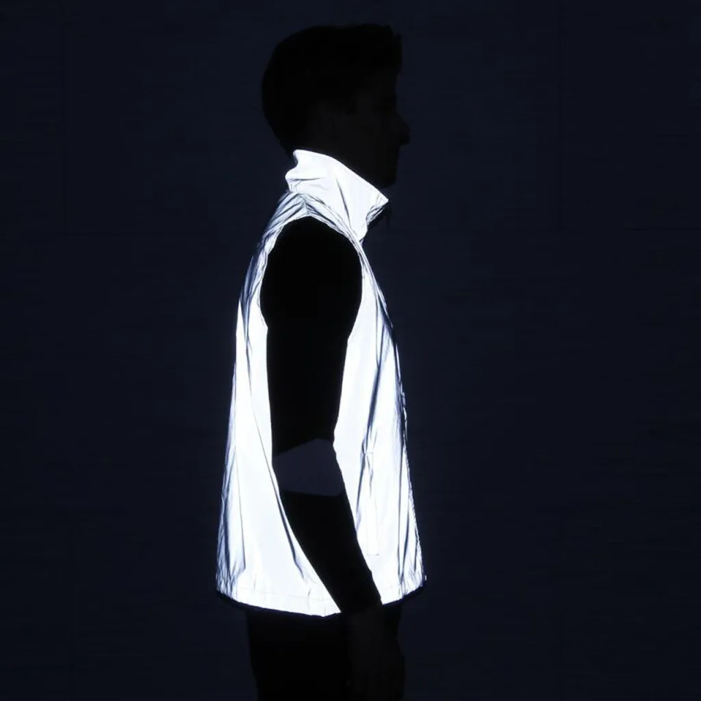JAYCOSIN Men's Vest Reflective Unisex Women Men Harajuku Luminous Vests High Street jackets men Stand zipper pockets vest coats