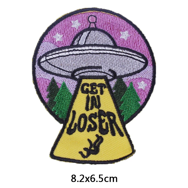 Нашивка С Вышивкой UFO Alien для одежды, крутые наклейки для футболки для мальчиков, декоративная нашивка на спине, термостойкая одежда - Цвет: PE3861CT