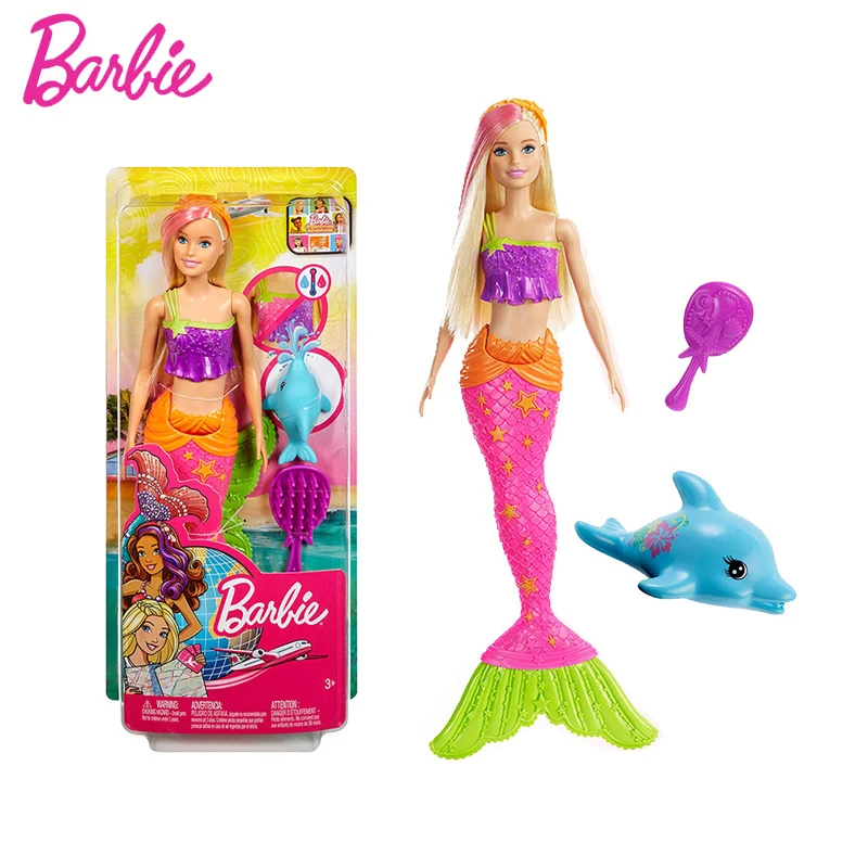 

Original Barbie Mermaid Doll Dolphin Water Discolored Girl Gift Set Sea Fairytale Beautiful Princess Dolls Christmas Kids Toys