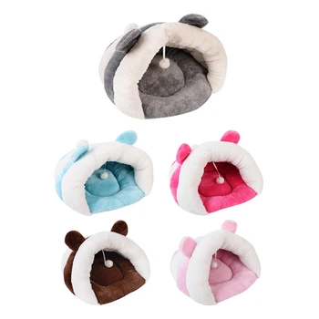

Pet Dog Bed Round Cuddle Nest Snuggery Burrow Blanket Pet Bed Removable Cover for Dogs Cats LAD-sale