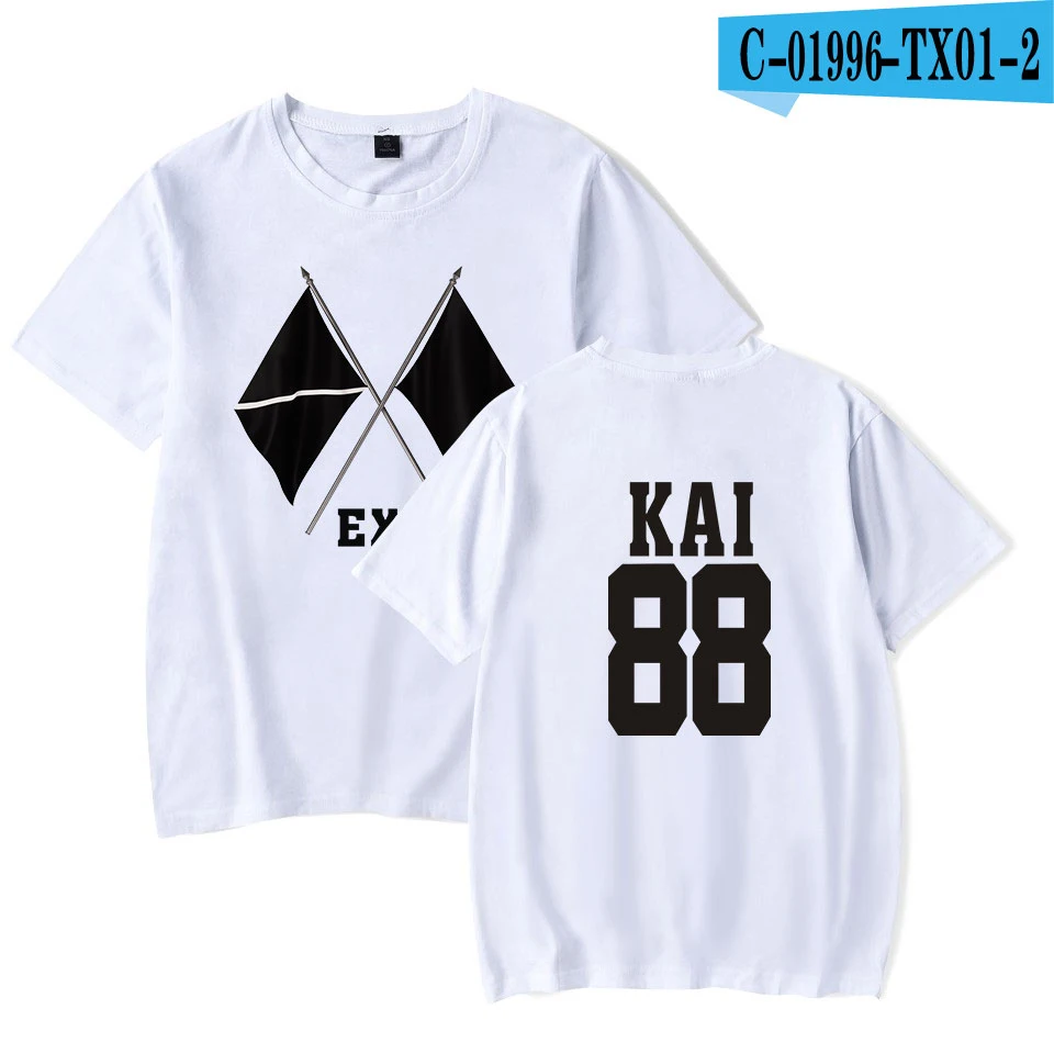 KPOP EXO альбом шестая альбом OBSESSION WE ARE ONE EXO футболка с принтом женская/мужская одежда горячая Распродажа Топы с коротким рукавом Футболка - Цвет: picture color
