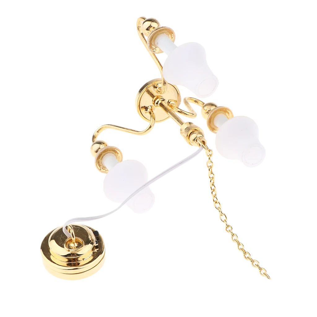 1:12 Scale Dollhouse Miniature Battery Operated Lights Up Ceiling Lamp White