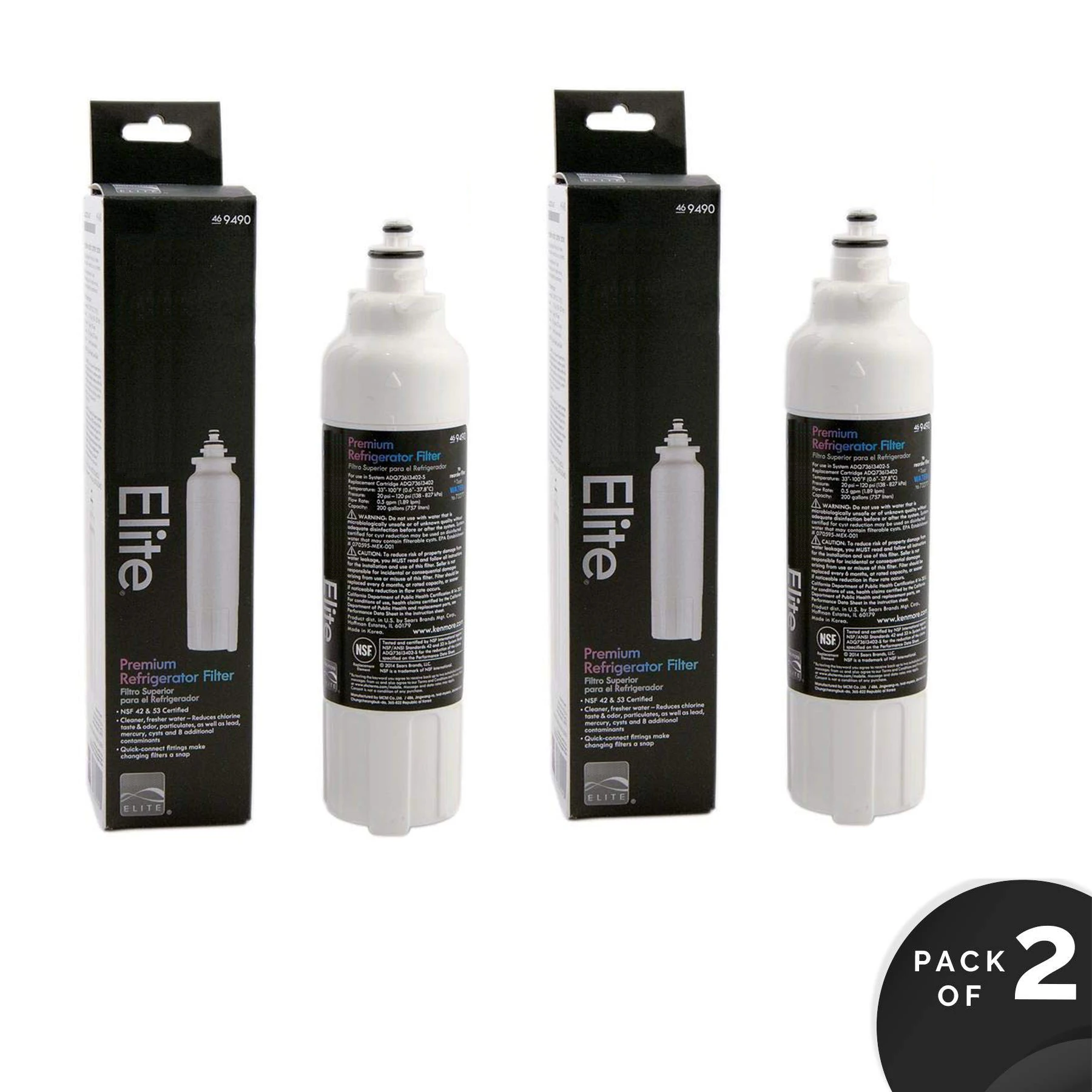 

Compatible with Kenmore Elite 9490 ADQ73613402 Original OEM Refrigerator Water Filter Cartridge 2 Pcs/lot