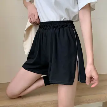 

2020 Summer New Korean Version of the High Waist Thin Casual Pants Loose Wide Leg Pants Side Fork Movement Shorts Women's Shorts