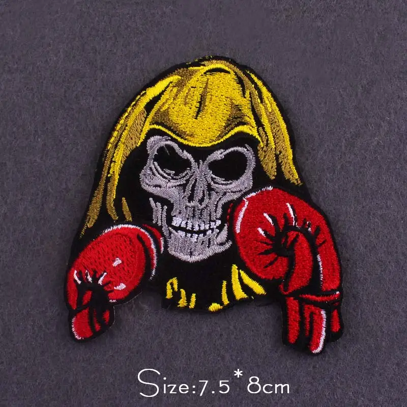Toppa Teschio Biker Termoadesiva E Da Cucire - 10,5 X 7,5 Cm - Ricamo Per Jeans