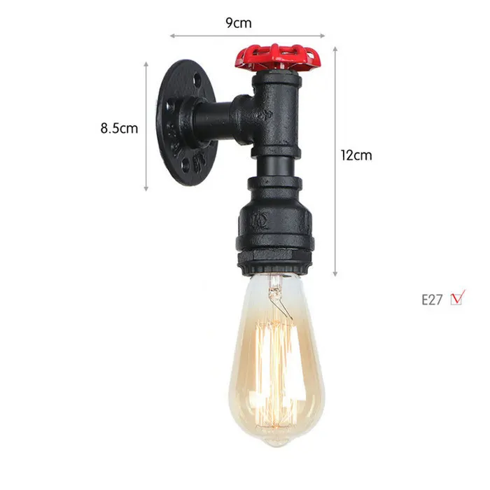 swing arm wall lamp Black Wall Sconces Vintage E27 Wall Light Fixtures Water Pipe Wall Lamp W/O switch Steampunk Lamp for Hallway Basement plug in wall sconce Wall Lamps