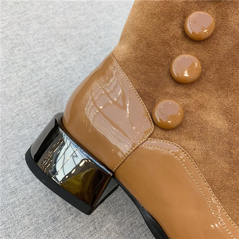 MORAZORA New brand patent leather ankle boots low heel square toe black brown ladies shoes top quality winter women boots