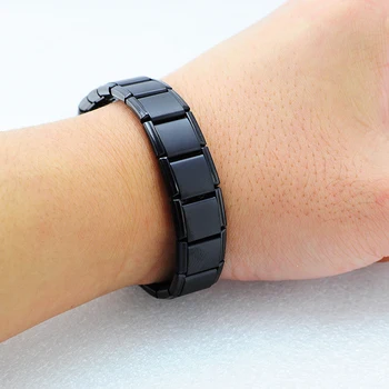 

Germanium Titanium Energy Bracelet For Reduce Body Fatigue&Tension Stainless Steel Body Health Wristbands Black