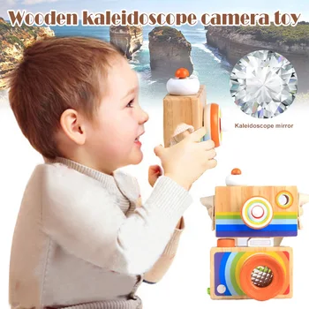 

Wooden Rainbow Camera Toy Toddler Kids Kaleidoscope Lens Pretend Play Toys Home Bedroom Hot Sales