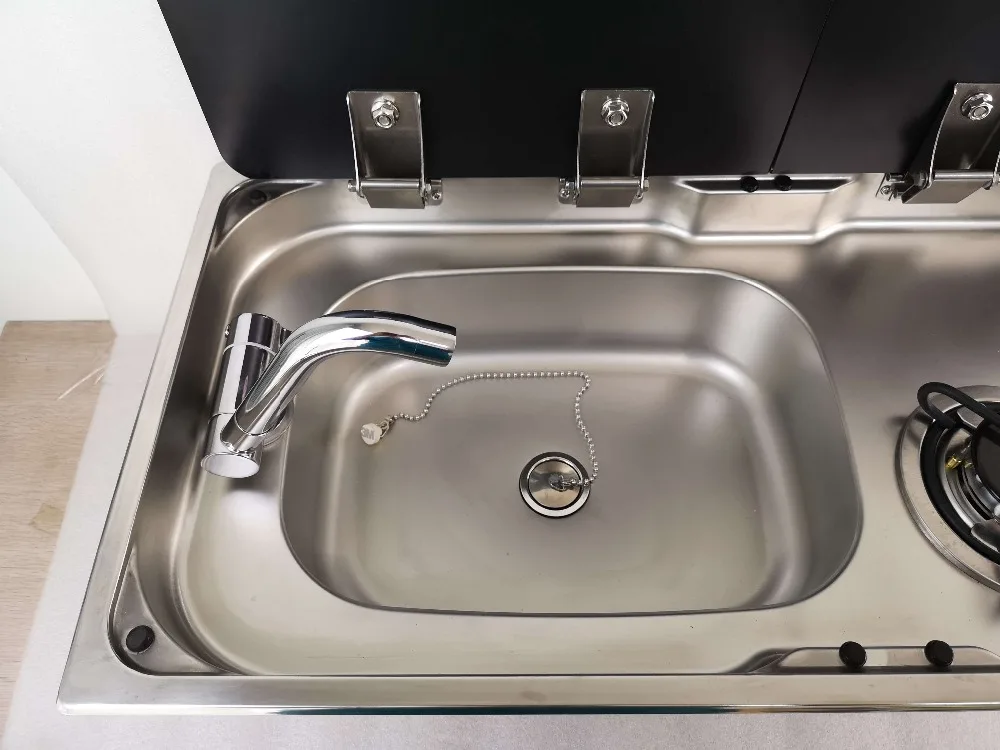Лодка Караван RV Кемпер 2 горелки LPG газовая плита конфорка и комбинированная раковина с 2 закаленное Стекло Топ 775*365*150/120 мм GR-904LD