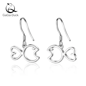 

New Creative Hollow Lucky Fish Ear Hook 925 Sterling Silver Fashion Jewelry Personality Animal Women Dangle Earrings E809