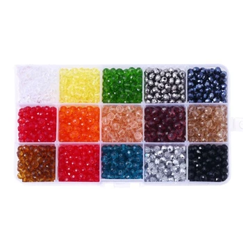 

Round Glass Beads for Jewelry Making Faceted Shape 450Pcs Crystal Spacer Beads for Bracelet Necklace with Storage Box